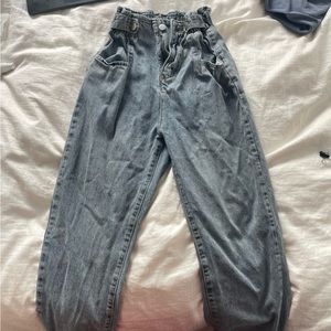 Black wash high rise mom jeans
